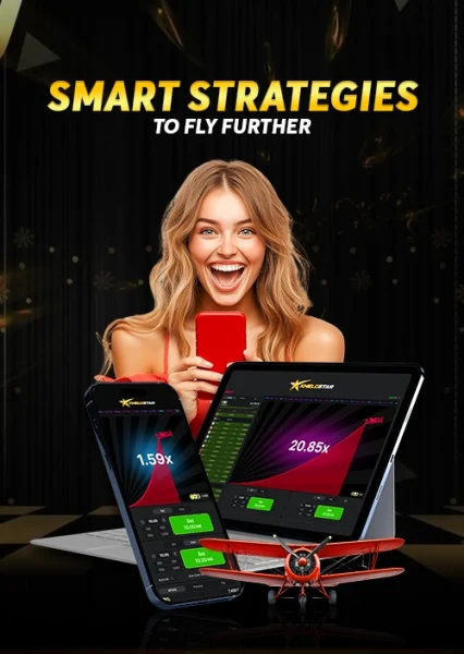 Excited woman with mobile and devices showing smart gameplay strategies on KheloStar